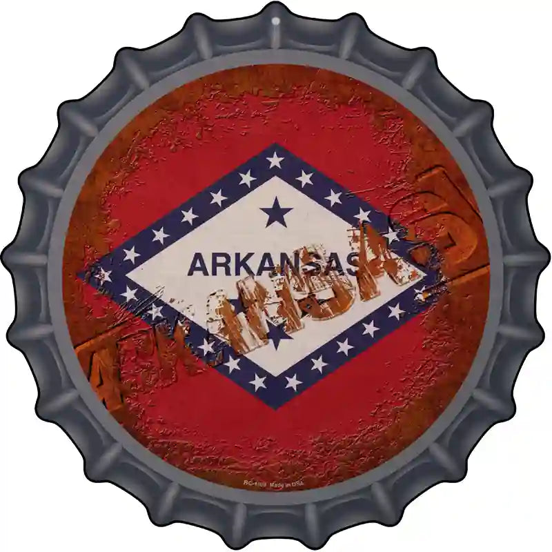 Arkansas Rusty Stamped Novelty Metal Bottle Cap Sign BC-1169