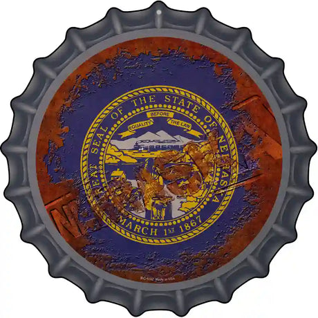 Nebraska Rusty Stamped Novelty Metal Bottle Cap Sign BC-1192