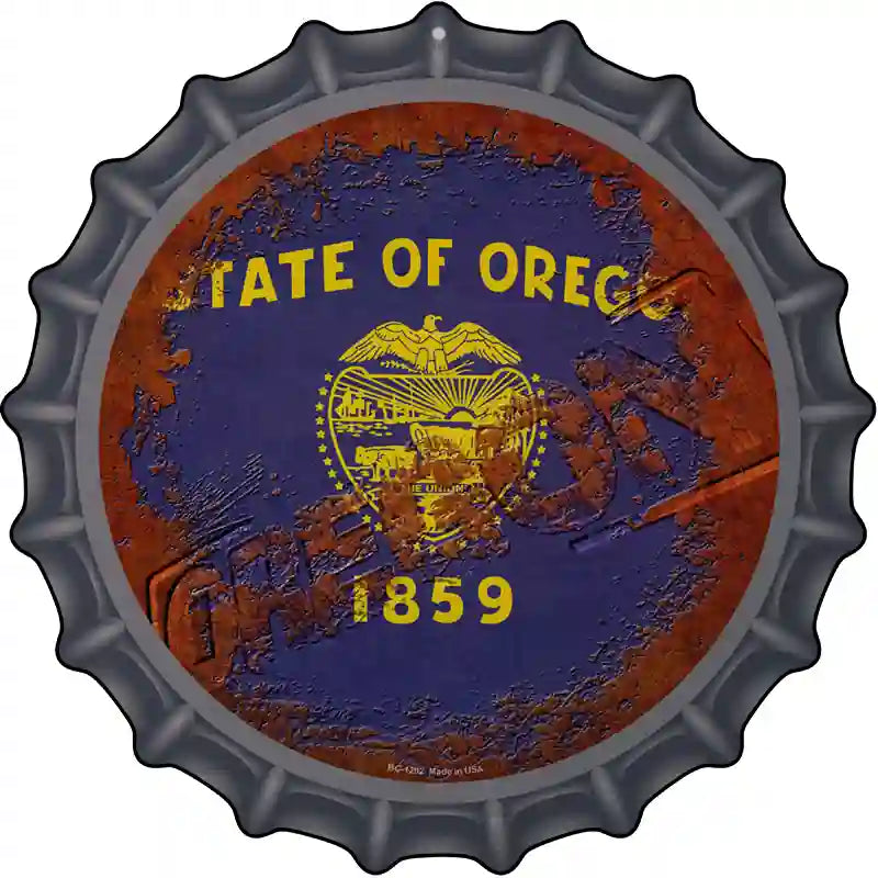 Oregon Rusty Stamped Novelty Metal Bottle Cap Sign BC-1202