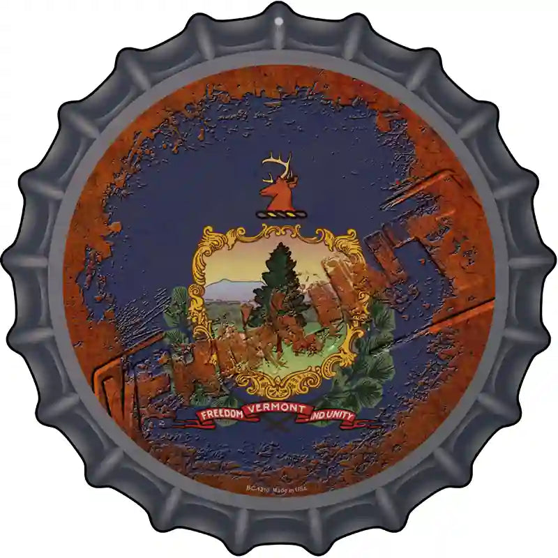 Vermont Rusty Stamped Novelty Metal Bottle Cap Sign BC-1210