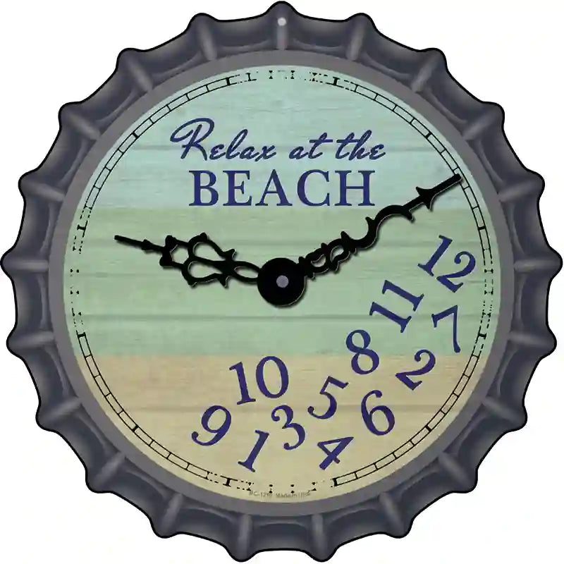 Relax At The Beach Novelty Metal Bottle Cap Sign BC-1216