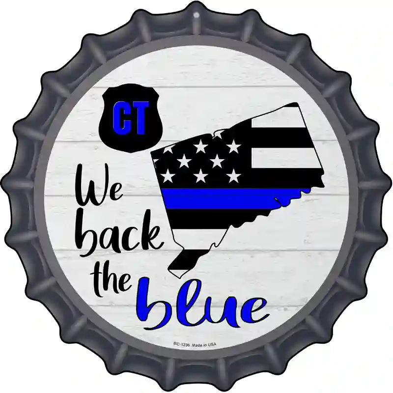 Connecticut Back The Blue Novelty Metal Bottle Cap Sign BC-1236