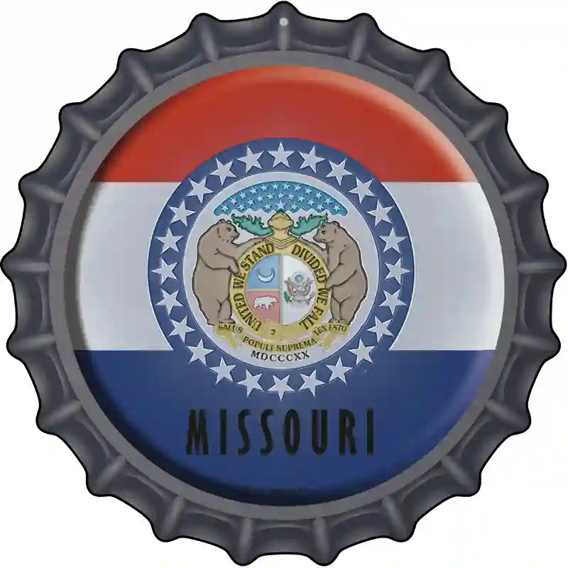 Missouri State Flag Novelty Metal Bottle Cap Sign BC-124