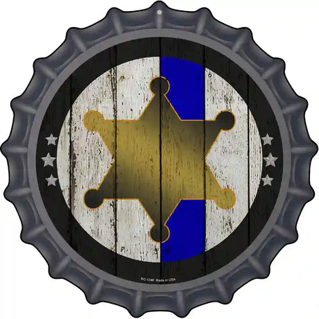 Sheriff Star Blue Line Novelty Metal Bottle Cap Sign BC-1346