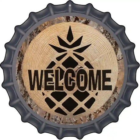 Welcome Pineapple Novelty Metal Bottle Cap Sign