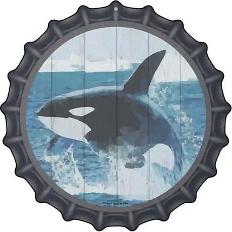 Whale Out of Water Novelty Metal Bottle Cap Sign