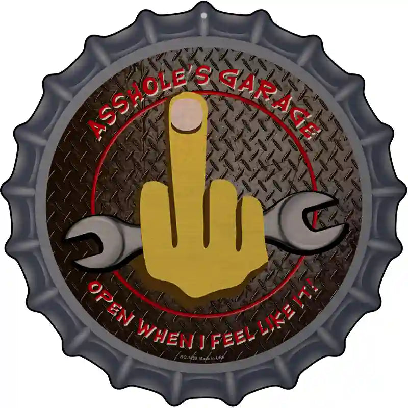 Flip Off Wrench Novelty Metal Bottle Cap Sign