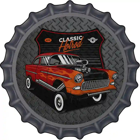 Lifted Orange Hotrod Novelty Metal Bottle Cap Sign