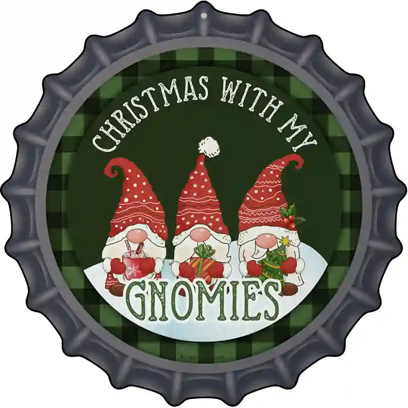 Christmas with my Gnomies Novelty Metal Bottle Cap Sign