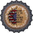 USA Flag Sunflower Home of the Free Novelty Metal Bottle Cap Sign