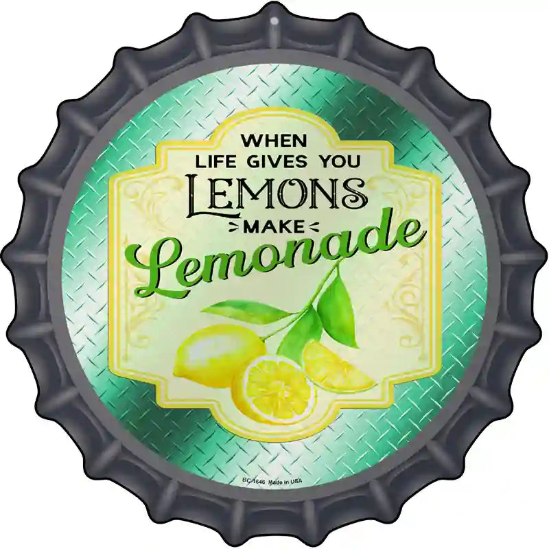 Make Lemonade Aqua Novelty Metal Bottle Cap Sign