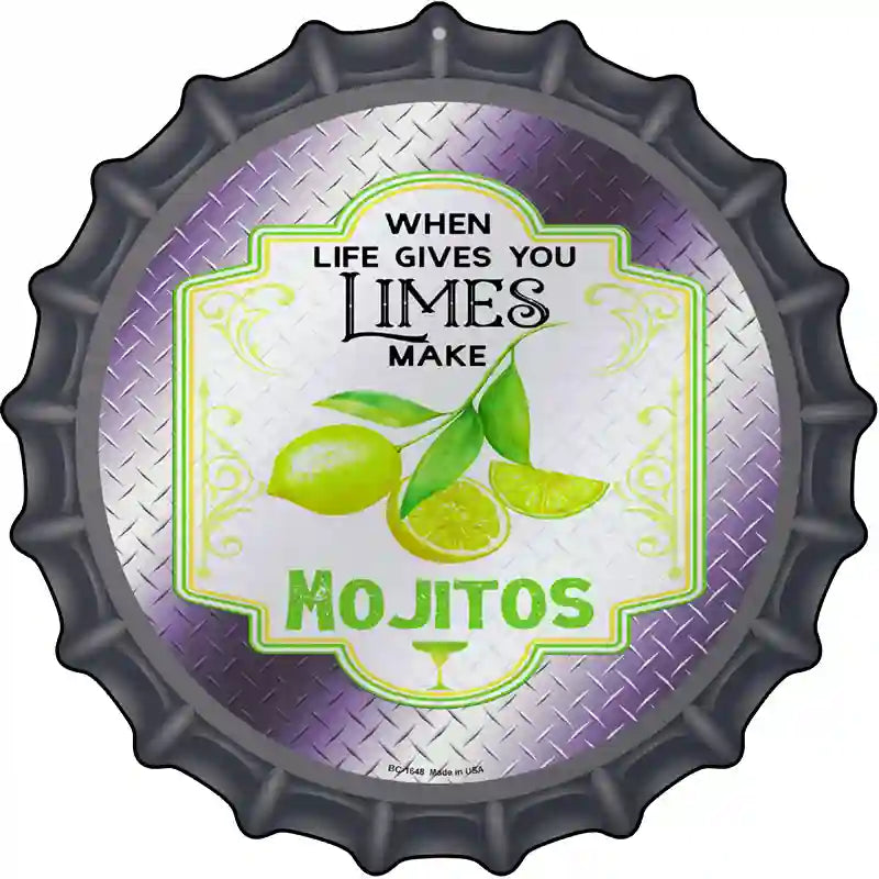 Make Mojitos Purple Novelty Metal Bottle Cap Sign