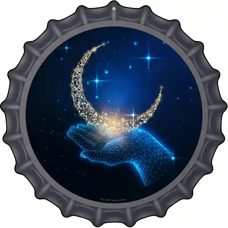 Moon In Hand Novelty Metal Bottle Cap Sign