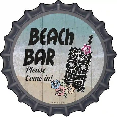Beach Bar Tiki Novelty Metal Bottle Cap Sign
