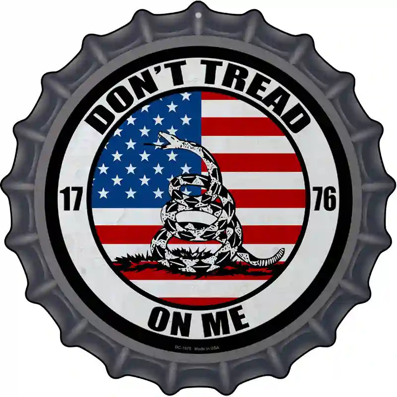 1776 US Flag Gadsden Novelty Metal Bottle Cap Sign