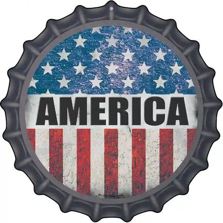 America Flag Background Novelty Metal Bottle Cap Sign