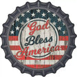 God Bless America Script Novelty Metal Bottle Cap Sign