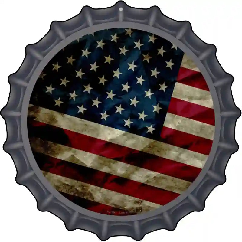 Dark American Flag Novelty Metal Bottle Cap Sign BC-1847
