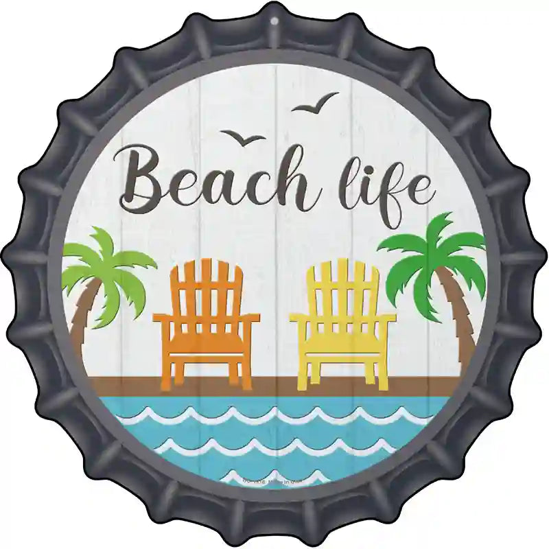 Beach Life Novelty Metal Bottle Cap Sign