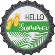 Hello Summer Flip Flops Novelty Metal Bottle Cap Sign