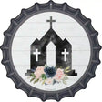 Church Silhouette Novelty Metal Bottle Cap Sign