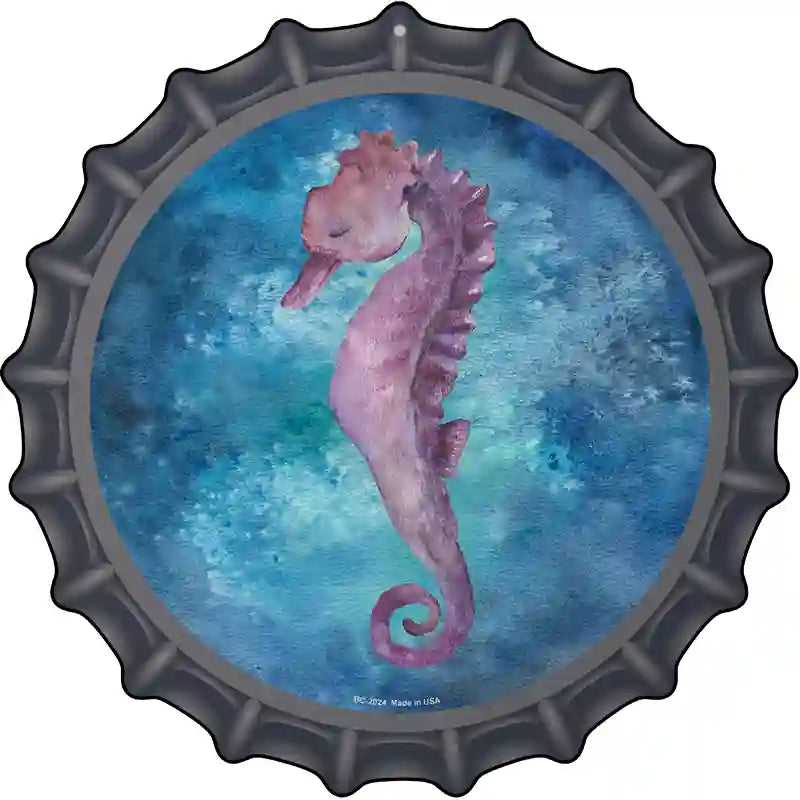 Seahorse Blue Novelty Metal Bottle Cap Sign