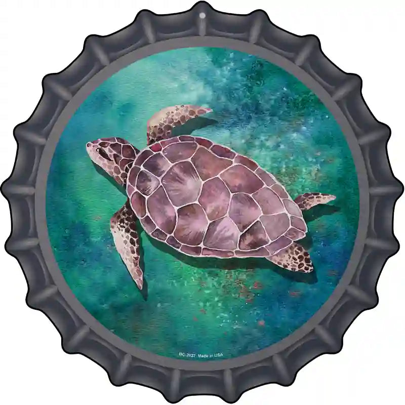 Sea Turtle Aqua Novelty Metal Bottle Cap Sign