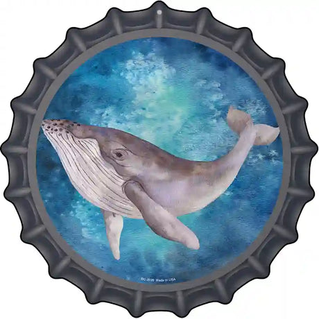 Humpback Whale Blue Novelty Metal Bottle Cap Sign