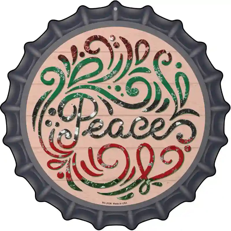 Peace Christmas Novelty Metal Bottle Cap Sign