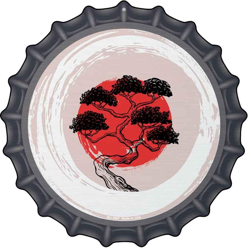 Bonsai & Rising Sun Novelty Metal Bottle Cap Sign BC-2067 12" Sign (BC)