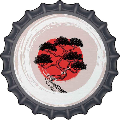 Bonsai & Rising Sun Novelty Metal Bottle Cap Sign BC-2067 12" Sign (BC)