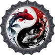 Koi Fish Yin-Yang Novelty Metal Bottle Cap Sign BC-2068 12" Sign (BC)