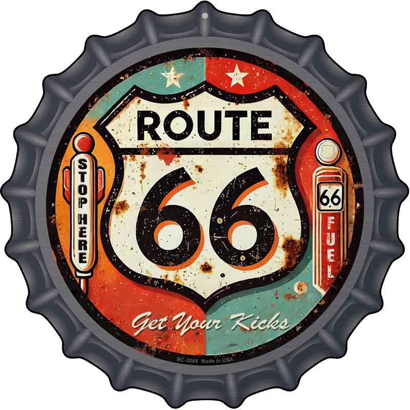 Retro Route 66 Novelty Metal Bottle Cap Sign BC-2085