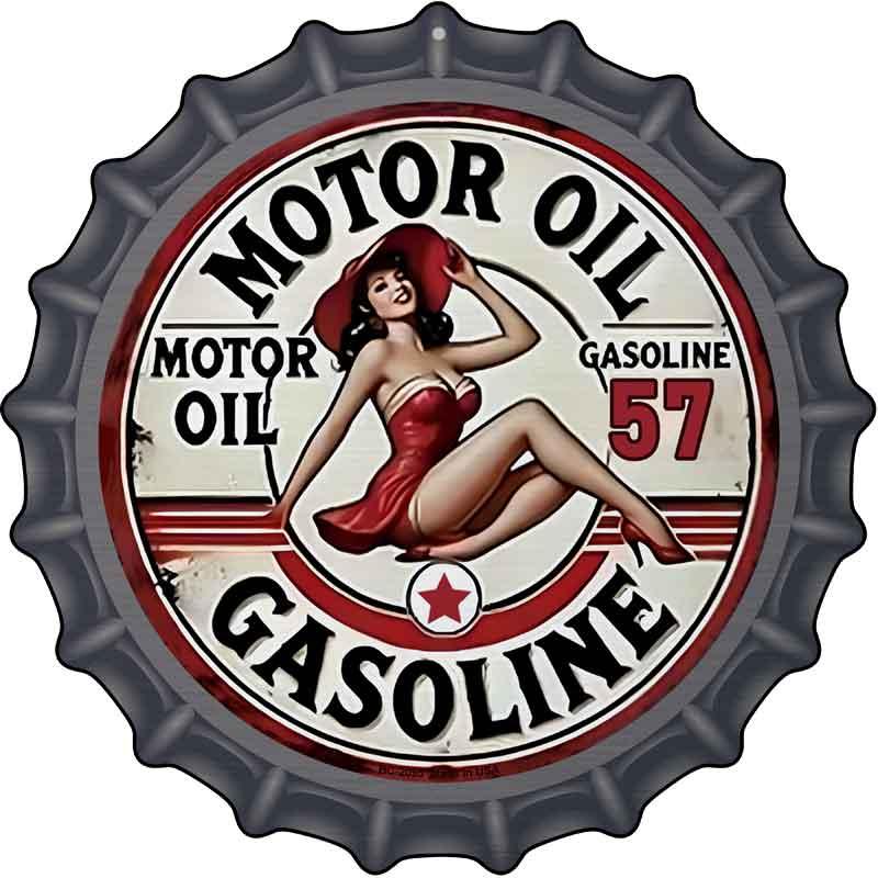 Motor Oil Gasoline Novelty Metal Bottle Cap Sign BC-2095 12" Sign (BC)