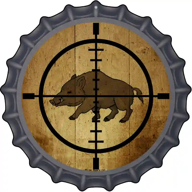 Boar Hunter Novelty Metal Bottle Cap Sign BC-580
