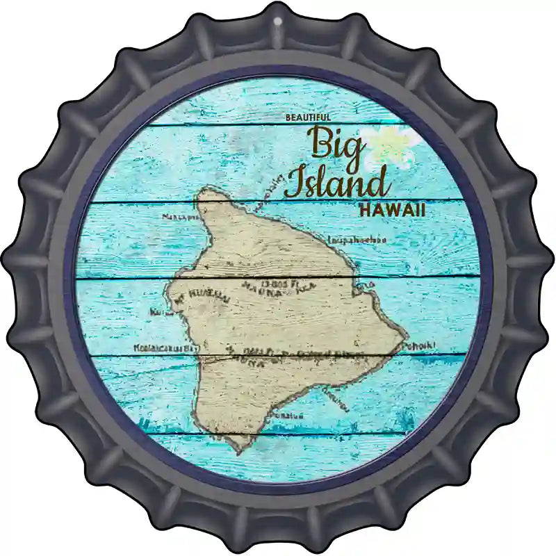 Big Island Hawaii Map Novelty Metal Bottle Cap Sign BC-818