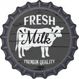 Fresh Milk Premium Quality Novelty Metal Bottle Cap Sign BC-855