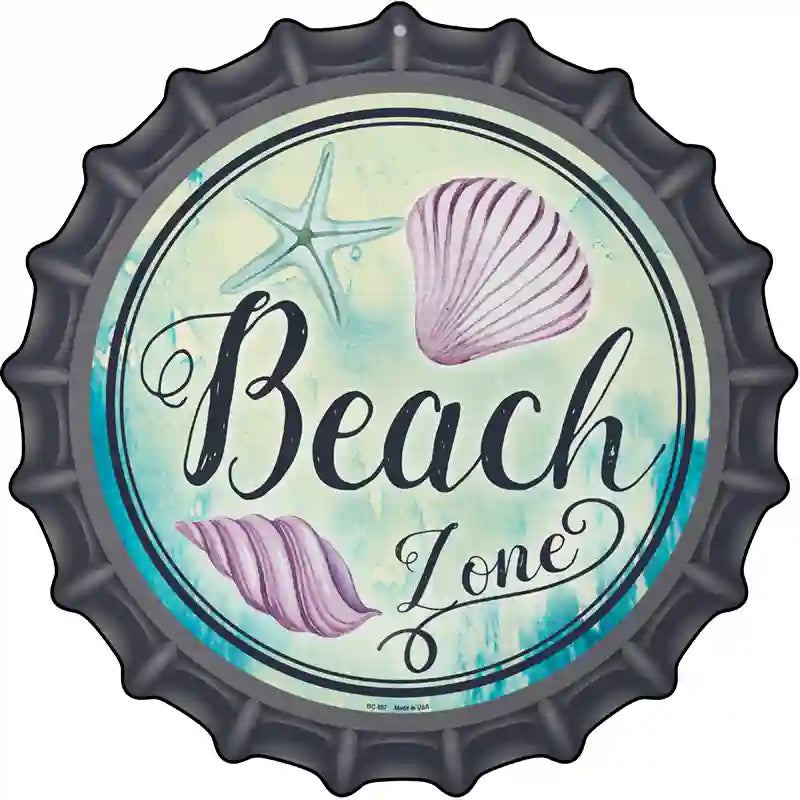 Beach Zone Novelty Metal Bottle Cap Sign BC-887