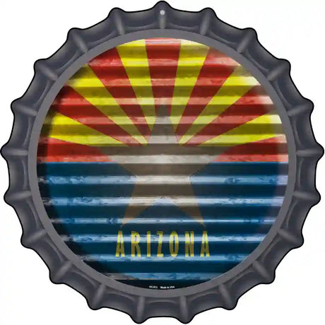 Arizona Flag Corrugated Effect Novelty Metal Bottle Cap Sign BC-913