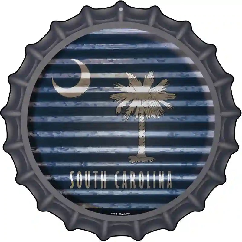 South Carolina Flag Corrugated Effect Novelty Metal Bottle Cap Sign BC-950
