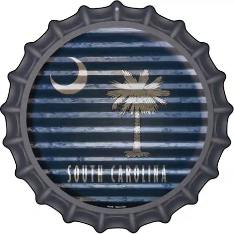 South Carolina Flag Corrugated Effect Novelty Metal Bottle Cap Sign BC-950