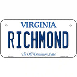 Richmond Virginia Metal Novelty License Plate 6" x 3" (BP)