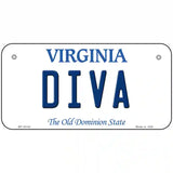 Diva Virginia Metal Novelty License Plate 6" x 3" (BP)