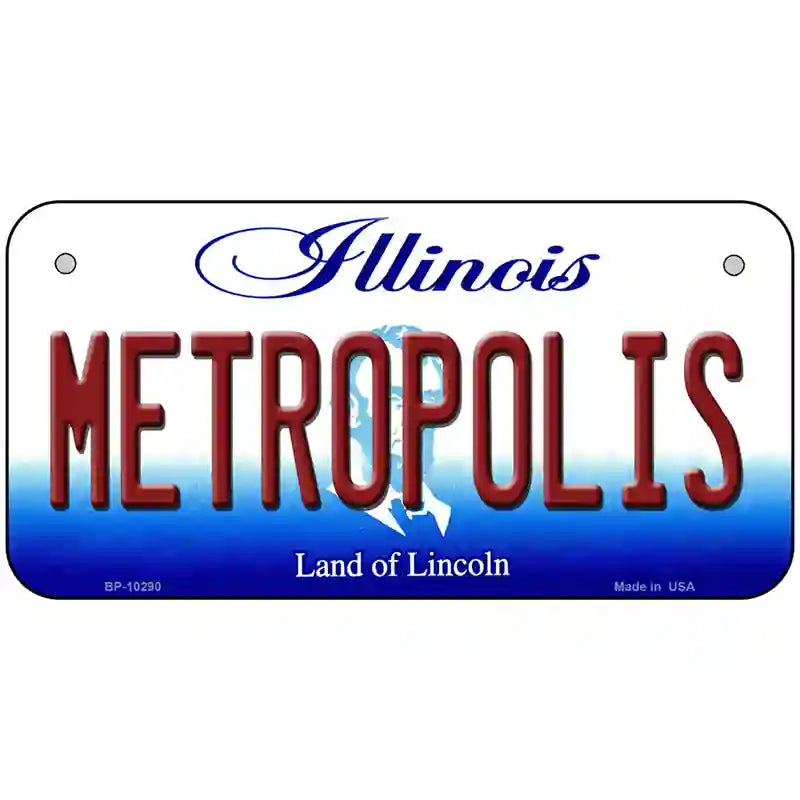 Metropolis Illinois Metal Novelty License Plate 6" x 3" (BP)