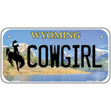 Cowgirl Wyoming Metal Novelty License Plate 6" x 3" (BP)