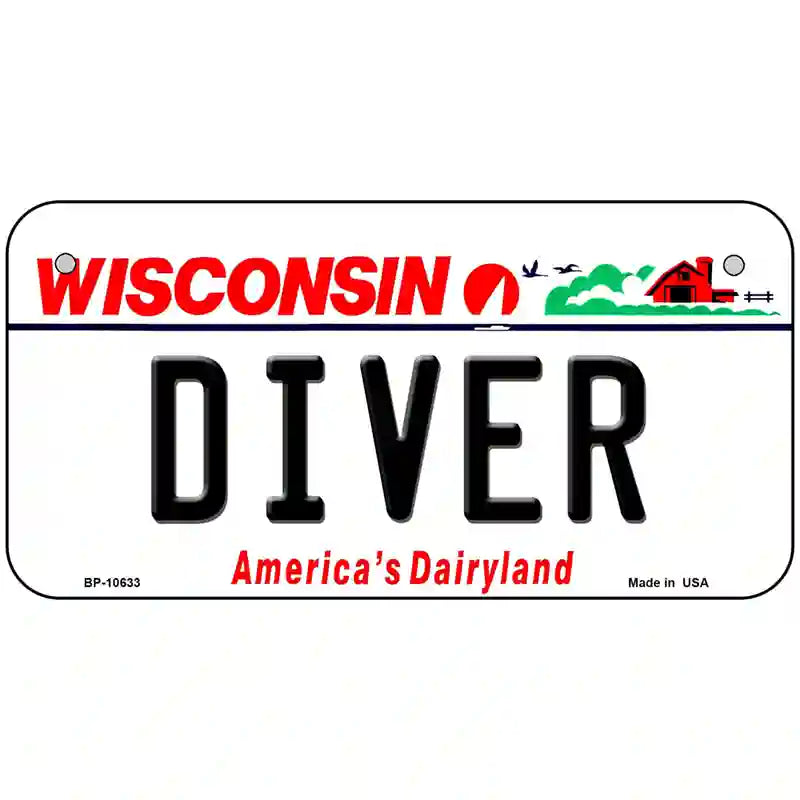 Diver Wisconsin Metal Novelty License Plate 6" x 3" (BP)
