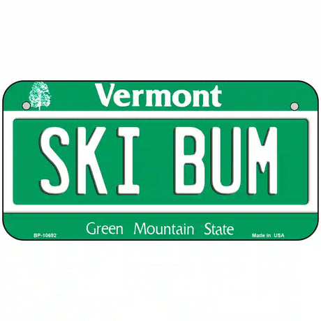 Ski Bum Vermont Metal Novelty License Plate 6" x 3" (BP)