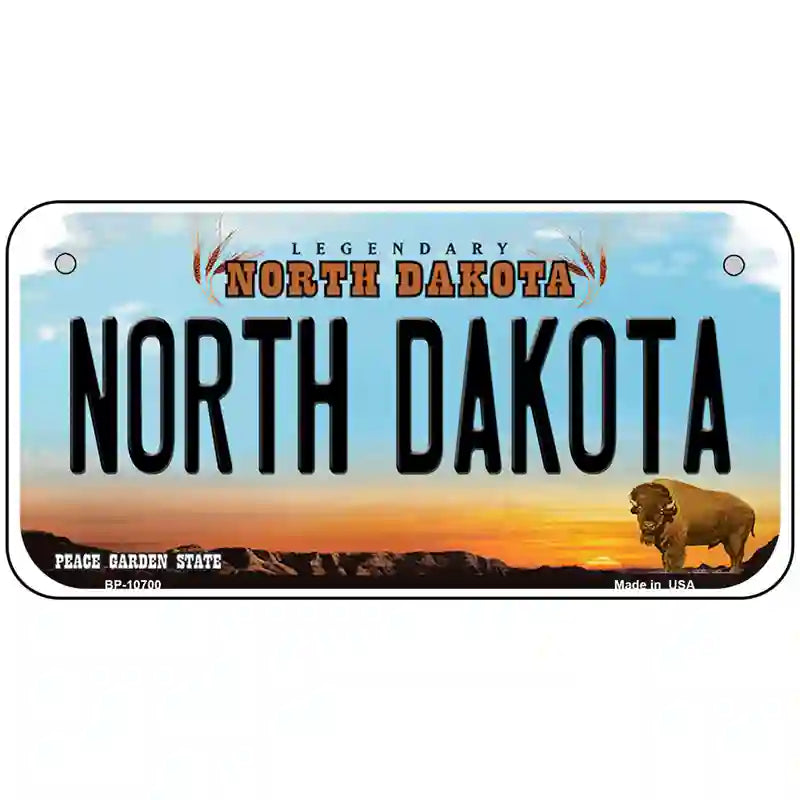 North Dakota Metal Novelty License Plate 6" x 3" Bicycle (BP)
