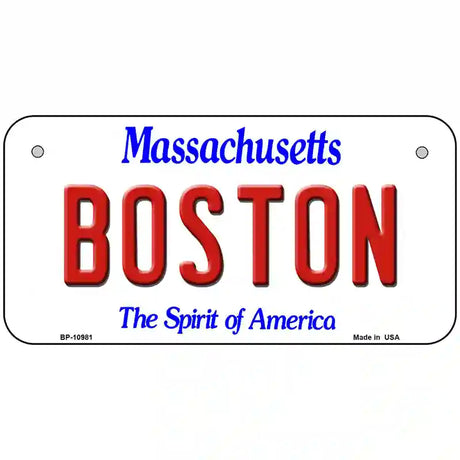 Boston Massachusetts Metal Novelty License Plate 6" x 3" Bicycle (BP)