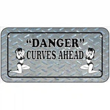 Danger Curves Ahead Novelty Metal License Plate 6" x 3" (BP)